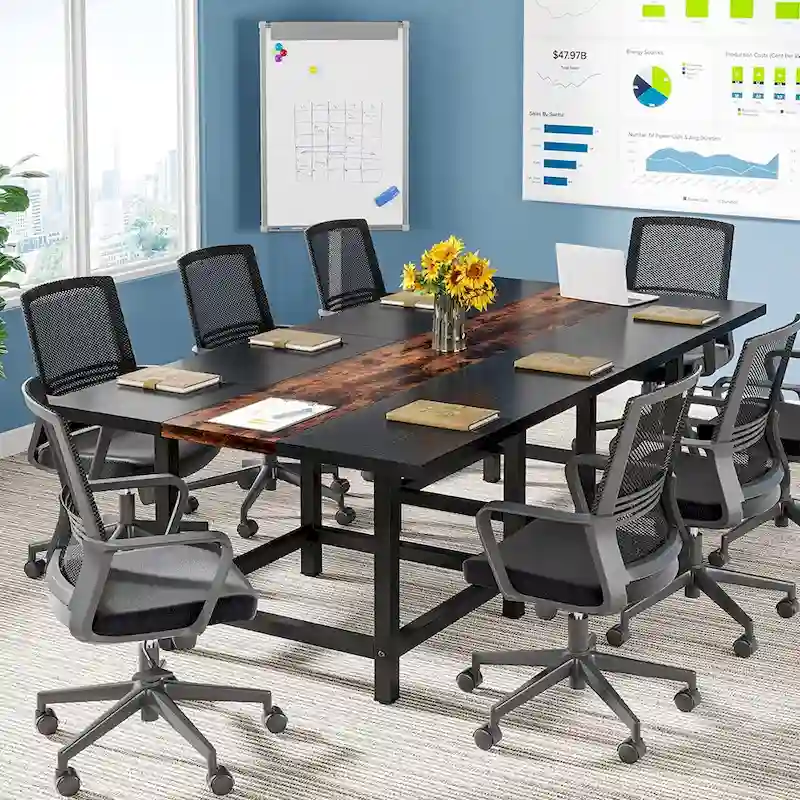 6.5 Ft Conference Room Table, Rectangle 78.74L X 39.2W X 29.52H Inches,2 Separate Piece - 78.74L X 39.2W X 29.52H