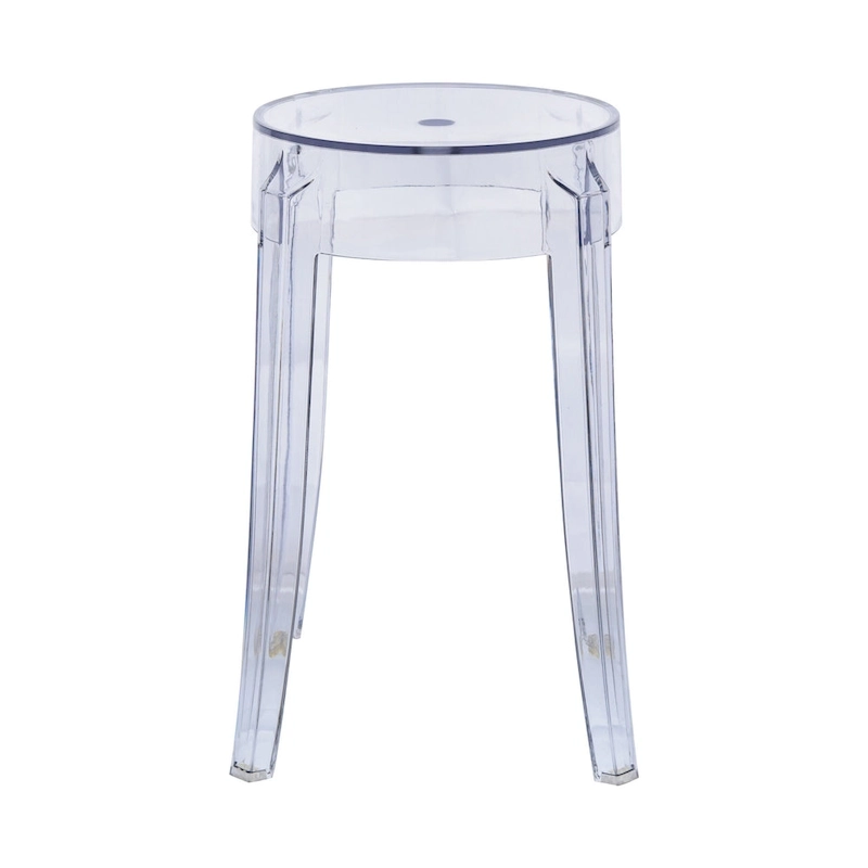 LeisureMod 18 in. High Backless Acrylic Counter Stool with Round Seat and Foot Rest - 18.1