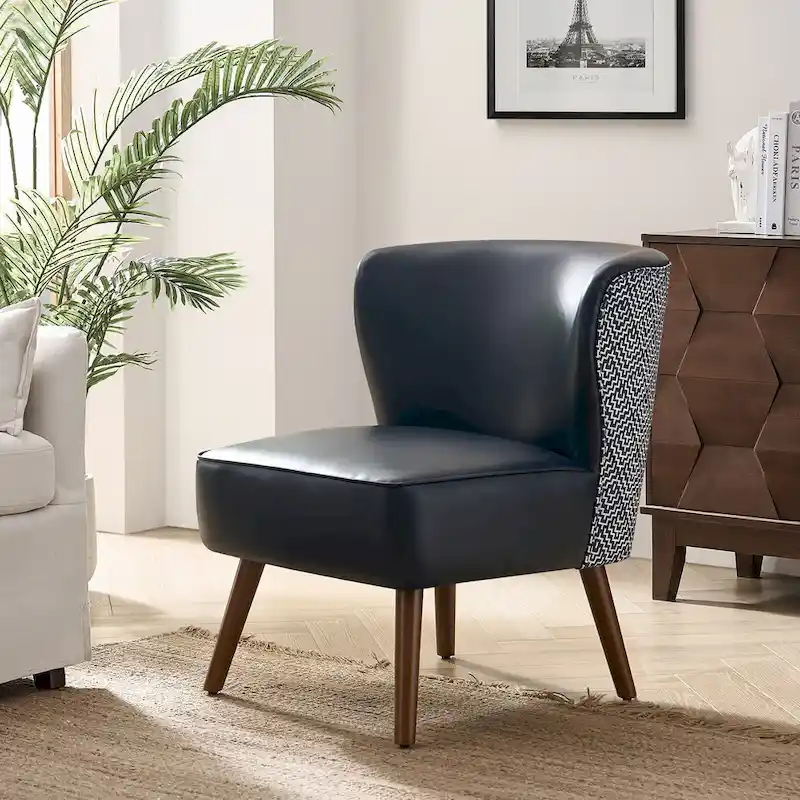 Alexander Mid-Century Modern Side Armchair with Solid Wood Legs by HULALA HOME