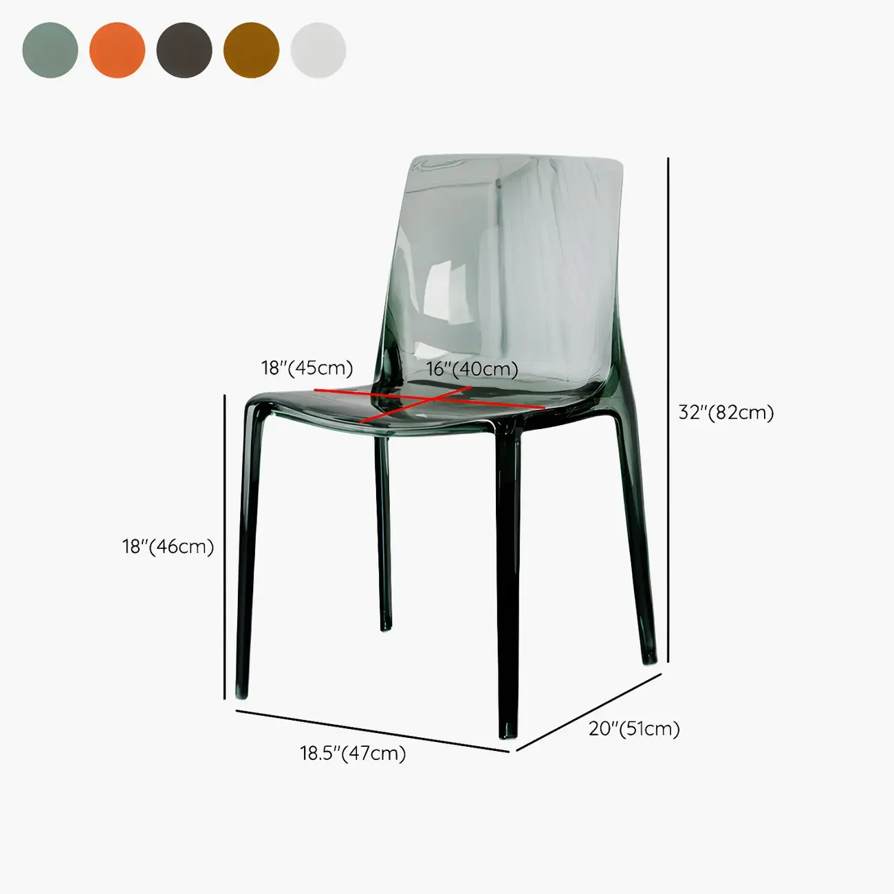Amber Acrylic Armless Low Back Dining Chair