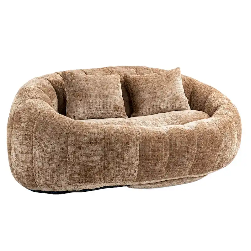 Coffee Modern 59  Chenille Loveseat Chaise Lounge Chair