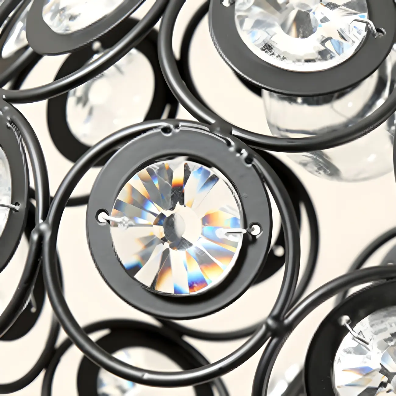 Industrial Hollow Dome Semi Flush Ceiling Light with Crystal