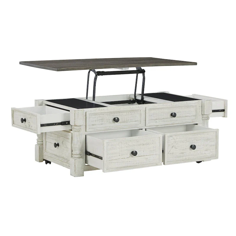 White/Gray Lift Top Cocktail Table - 26W x 46D x 20H