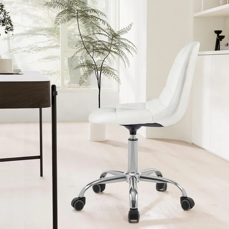 Javlergo Armless Home Office Chair, Height Adjustable Computer Desk Chair with Wheels