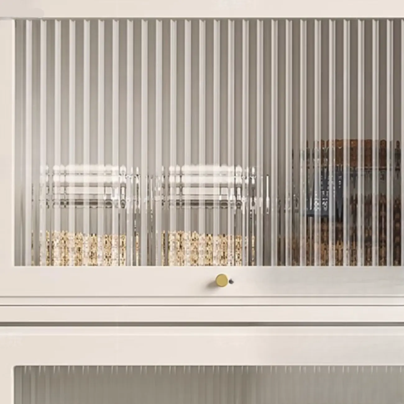 3-5 Shelves White Glass Display Cabinet with Flip Cover