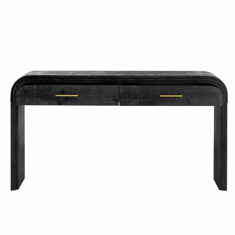 Irresistible Retro Silhouette Console Table: Open Style, Two Top Drawers