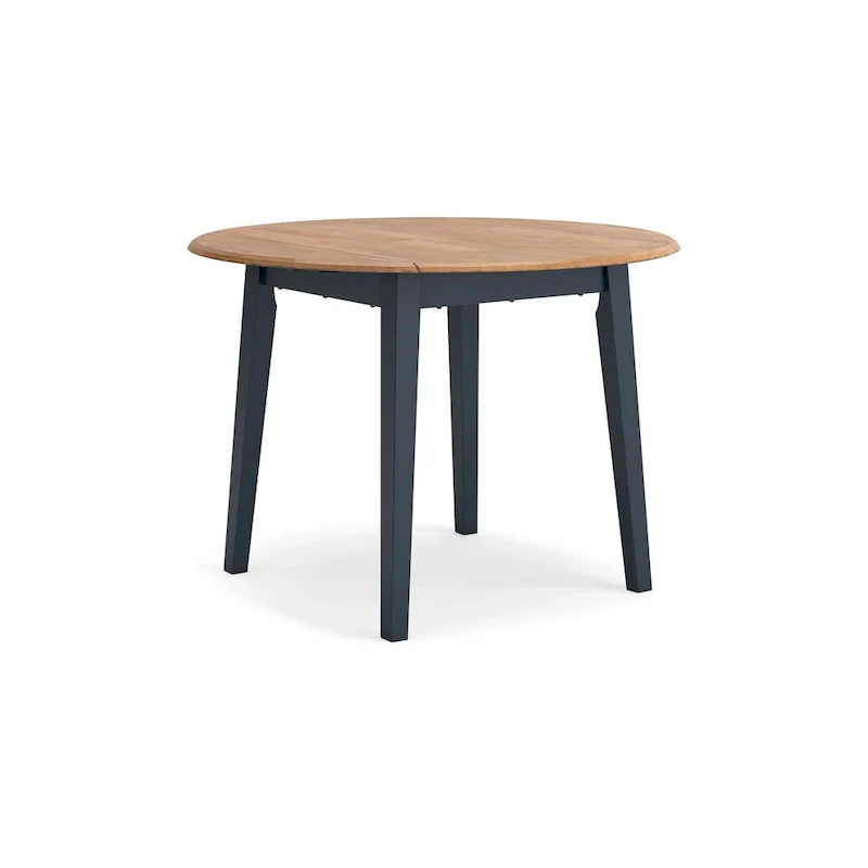 Extendable Dark Blue Mango Wood Dining Table with 2 Drop Leaves – 26 to 42 Inch