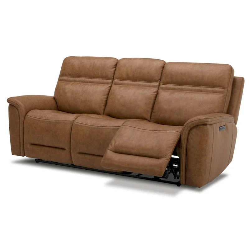 Cooper Leather Dual Power Reclining Sofa - Camel