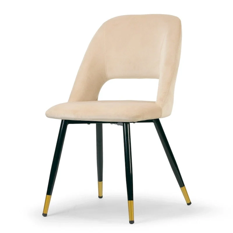 Set of 2 Ania Beige Velvet Dining Chair with Golden Accented Legs