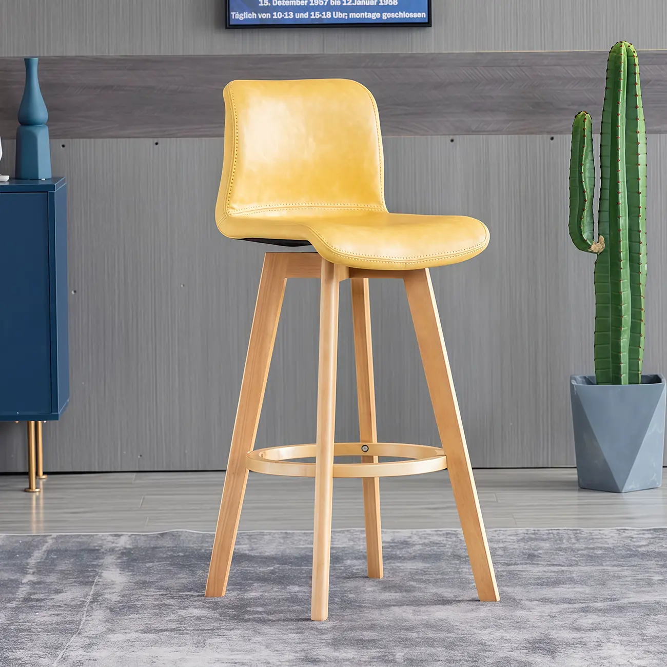 Saddle Leather Counter Height Low Back Swivel Bar Stools