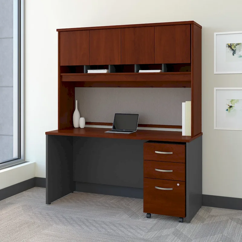 Series C 60W Desk with Hutch and Drawers by Bush Business Furniture