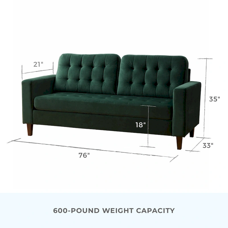 Brookside Brynn 76-in. Square-arm Faux Leather/Velvet/Fabric Sofa