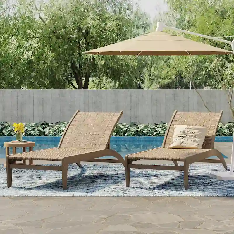 Benfield Outdoor Acacia Wood and Flat Wicker Chaise Lounge by Christopher Knight Home