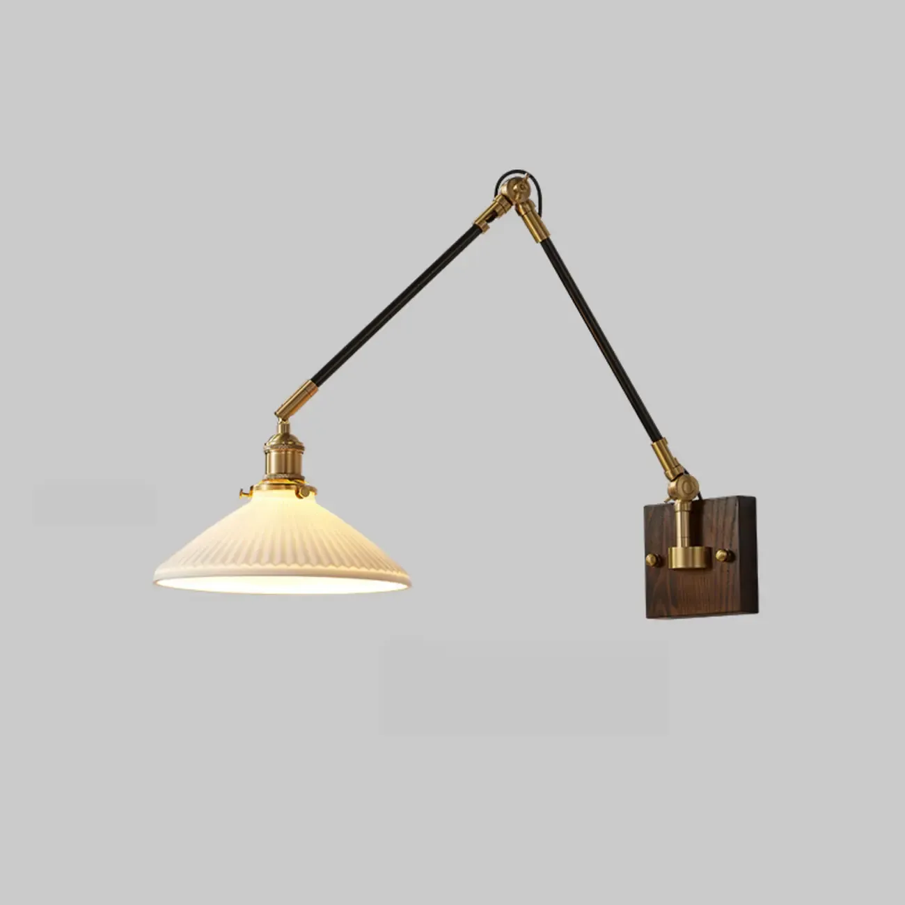 Industrial Amber Swing Arm LED Wall Sconce with Glass Shade