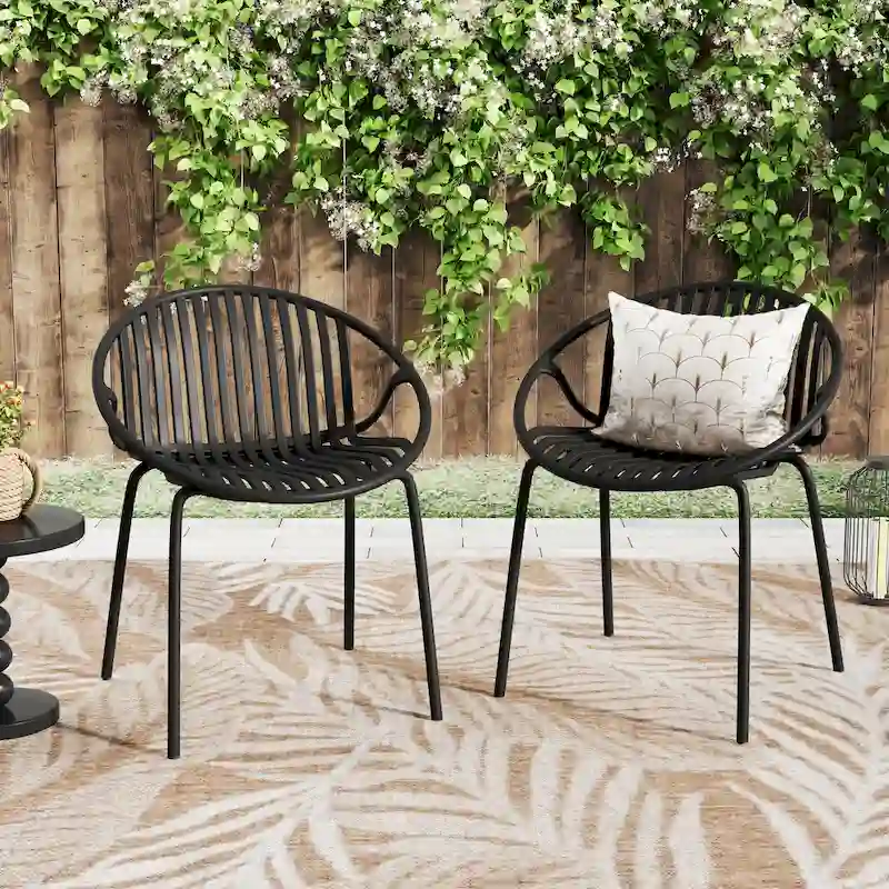 Patio Dining Chairs Stackable Chairs with Breathable Design