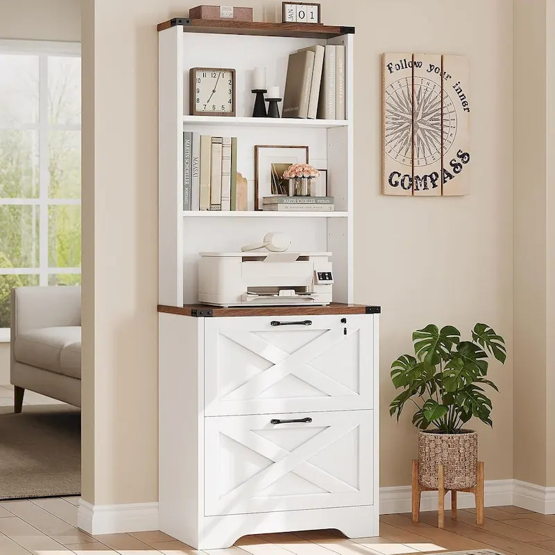 2 Drawer File Cabinet with Lock Hanging File Folders Home Office