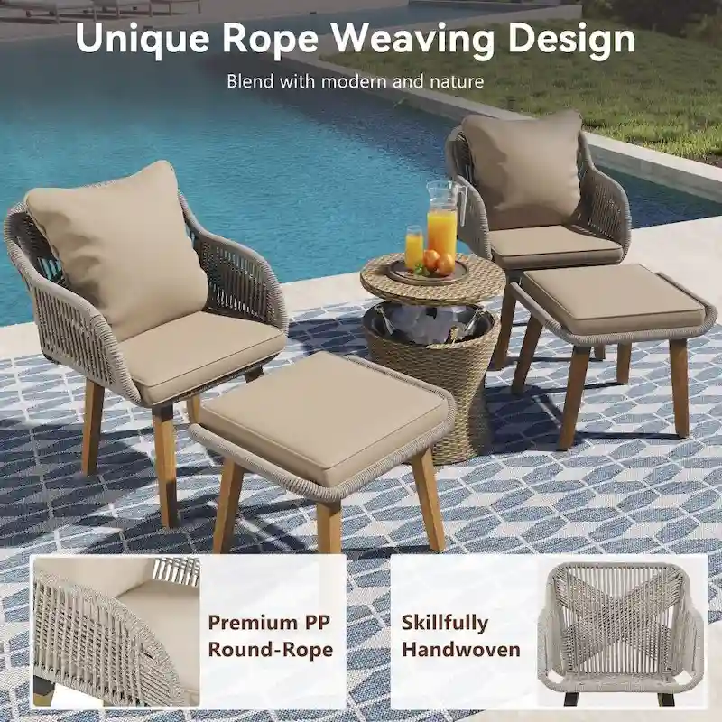 5 Pieces Patio Furniture Chair Sets, Patio Conversation Set