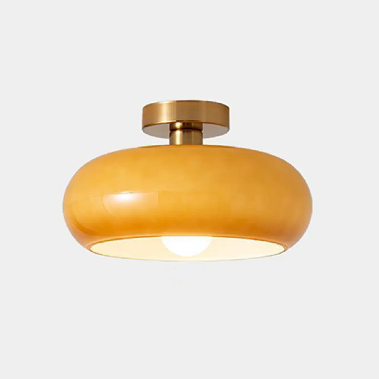 Mini White Drum Glass Dome Semi Flush Mount Ceiling Light