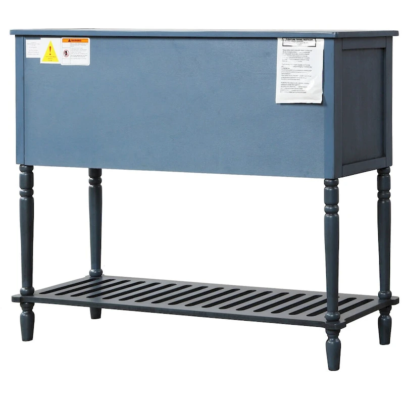 Farmhouse Antique Navy Wood Sideboard Console Table with Bottom Shelf - N/A
