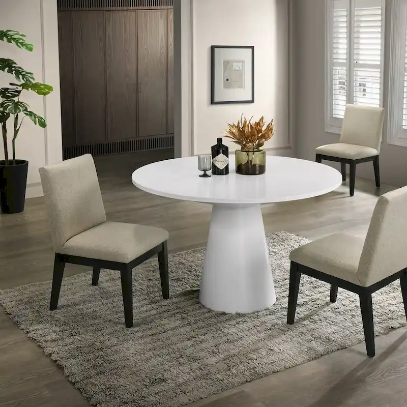 Roundhill Rocco 5-Piece 48 Pedestal Dining Set, Round Pedestal Table with 4 Chairs