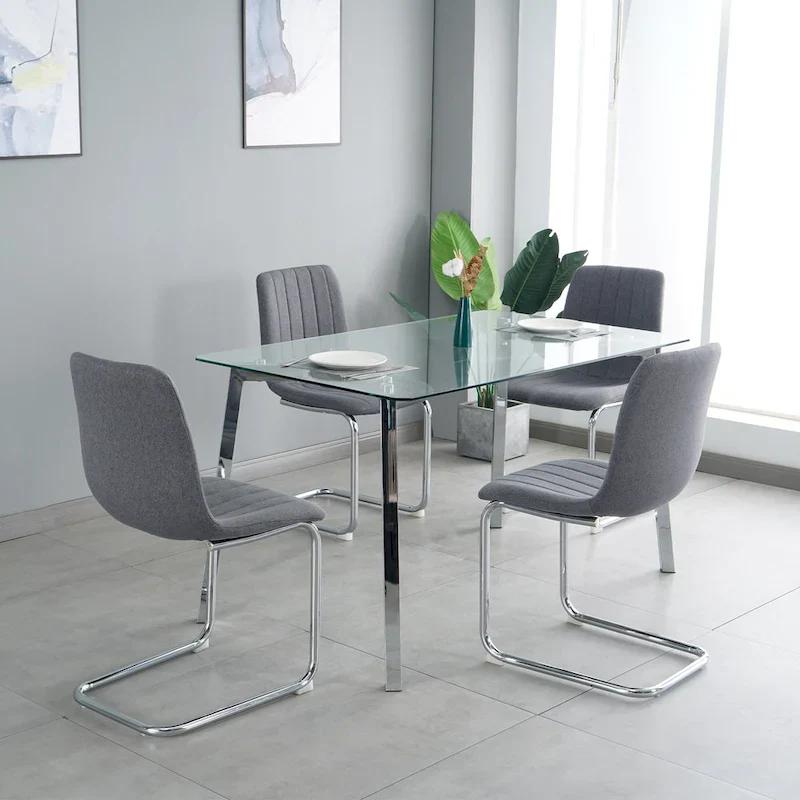 Set of 4 Modern Dining Chair with Metal Legs