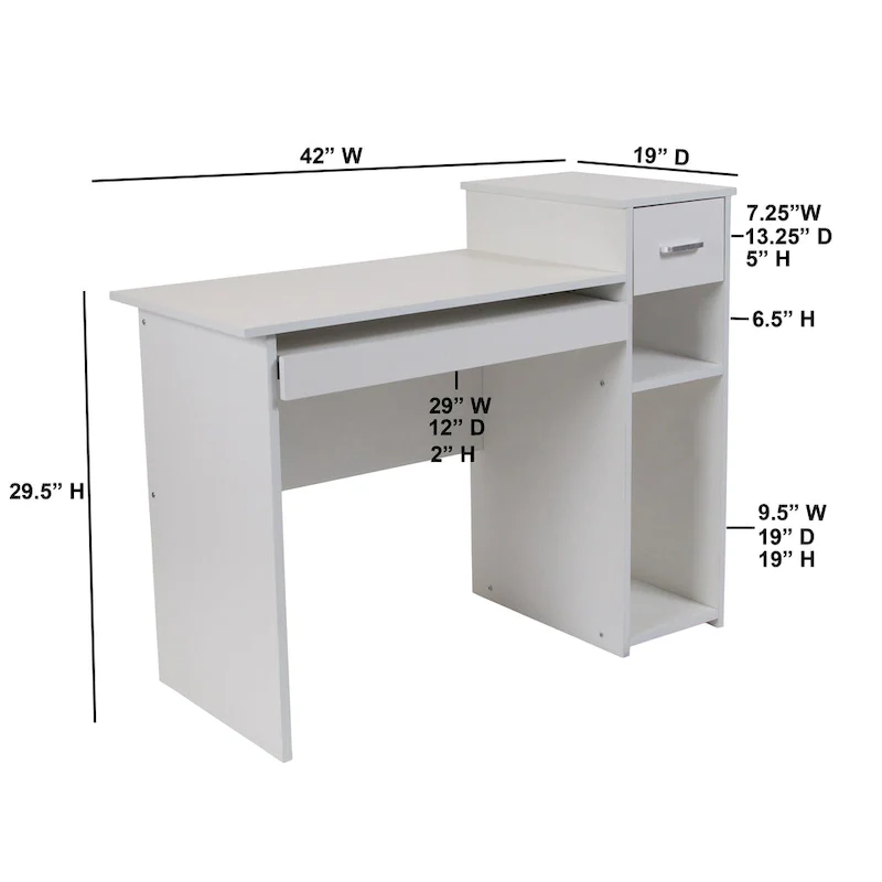 Computer Desk with Shelves and Drawer