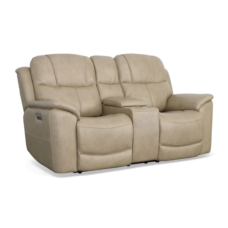 Crew Leather Power Reclining Zero Gravity Loveseat with Console, Power Headrests & Lumbar by Flexsteel
