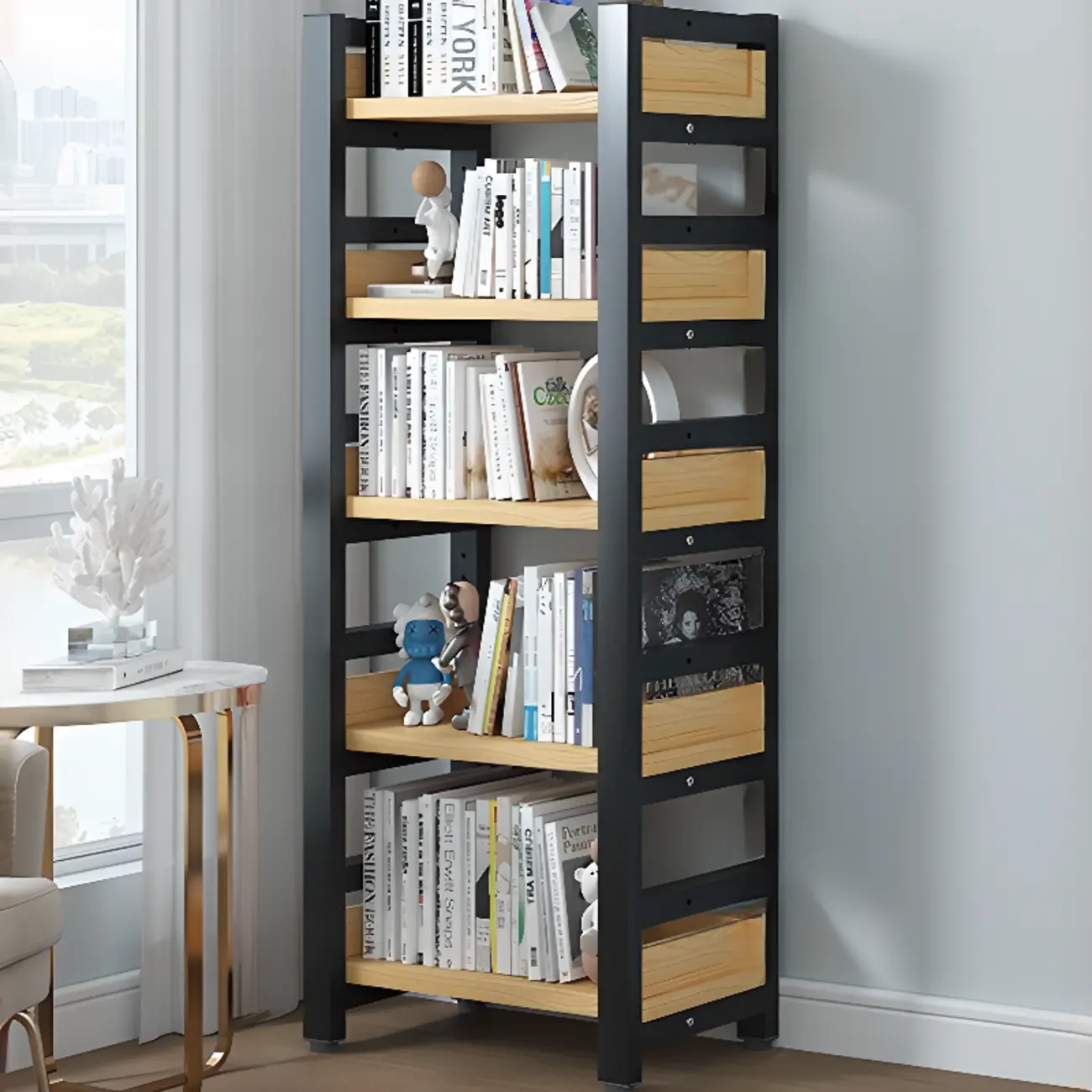 Modish Multi-Layer Open Back Wooden Tall Bookshelves