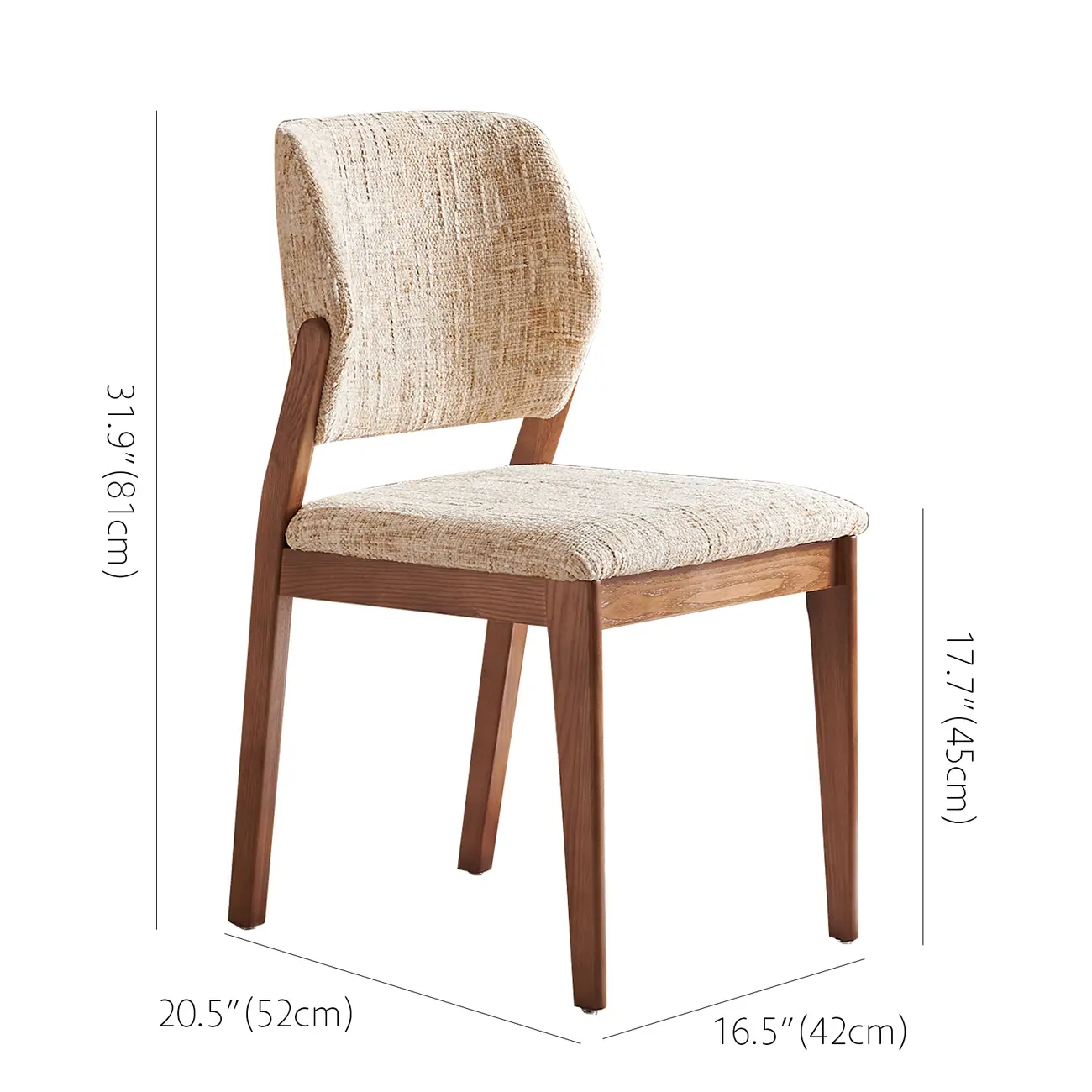 Mid Century Modern Wood Chenille Dining Chair Upholstery