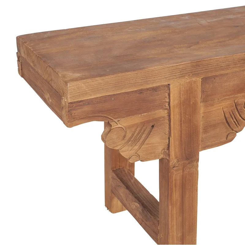 Natural Solid Wood Carved Bench by East at Main