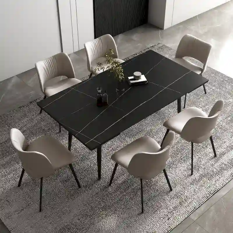 Extendable Dining Table Set with Sintered Stone Top - Seats 6-10