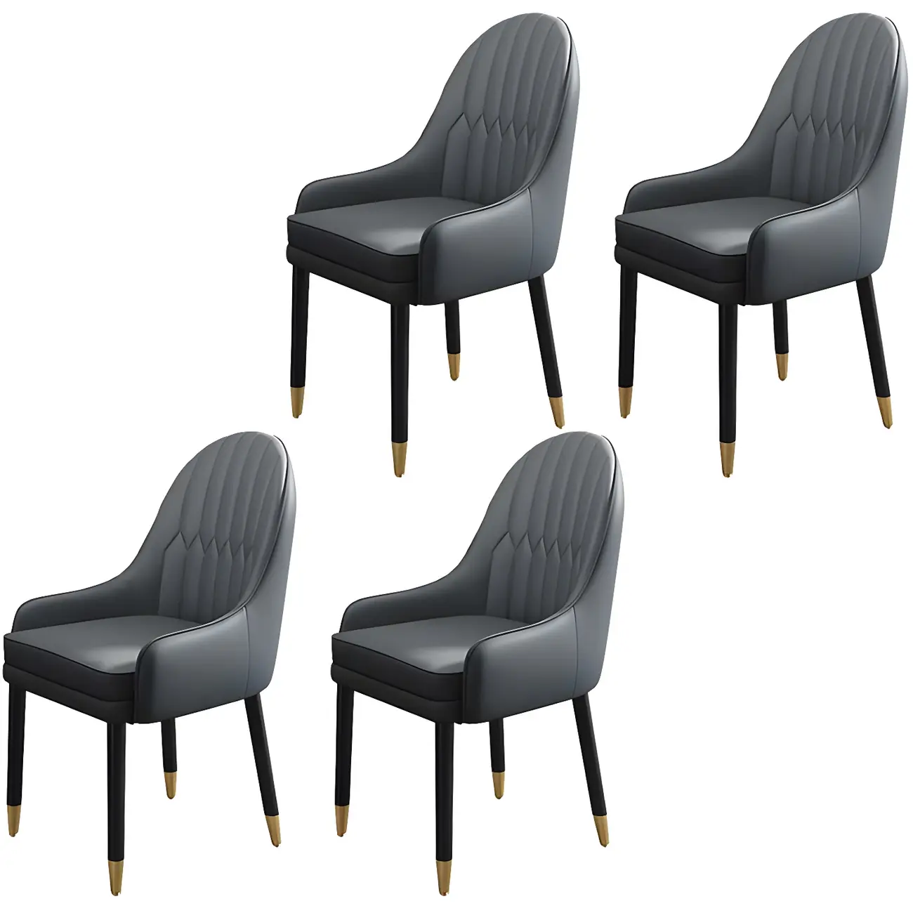 Modern Leather Upholstered Dining Chair with Arms