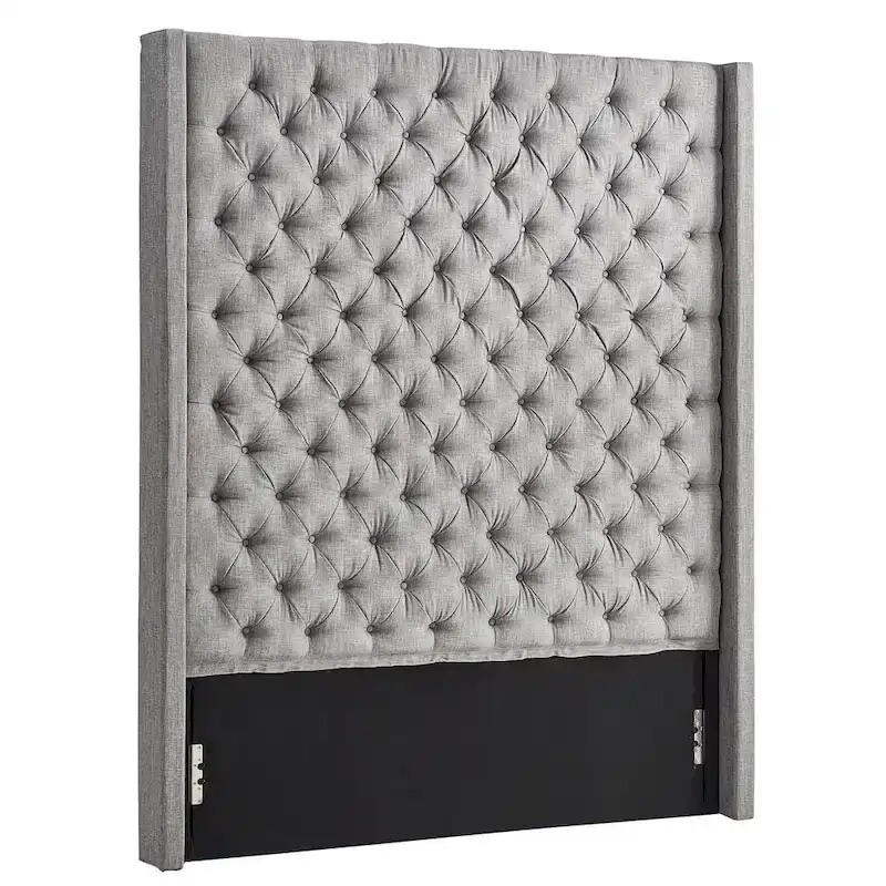 Button-Tufted Wingback Upholstered Headboard – Elegant Bedroom Accent