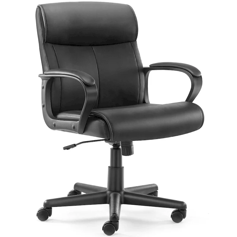Office Desk Chair with Padded Armrests PU Leather Home Office Chair
