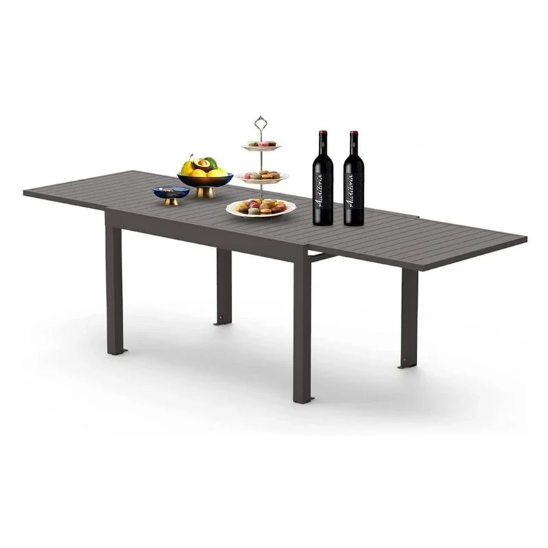 Large Extendable Aluminum Patio Dining Table for 6-8 Person