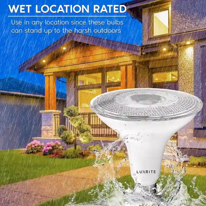 Luxrite 6 Pack LED PAR38 Flood Light Bulb 1250 Lumens 15W Dimmable Wet Rated E26 Base UL Listed