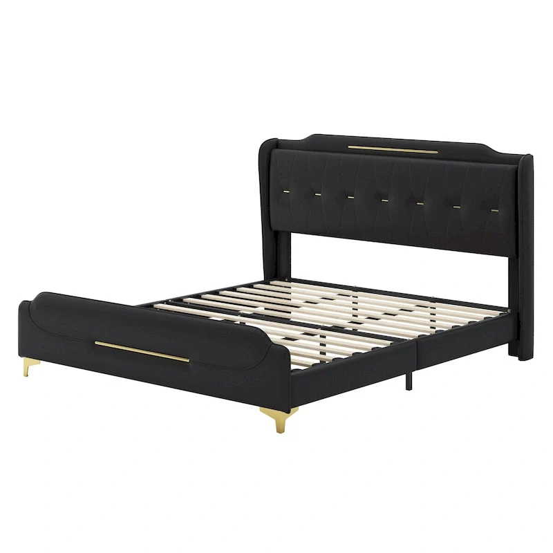 Modern Soft-Upholstered PU Leather Bed