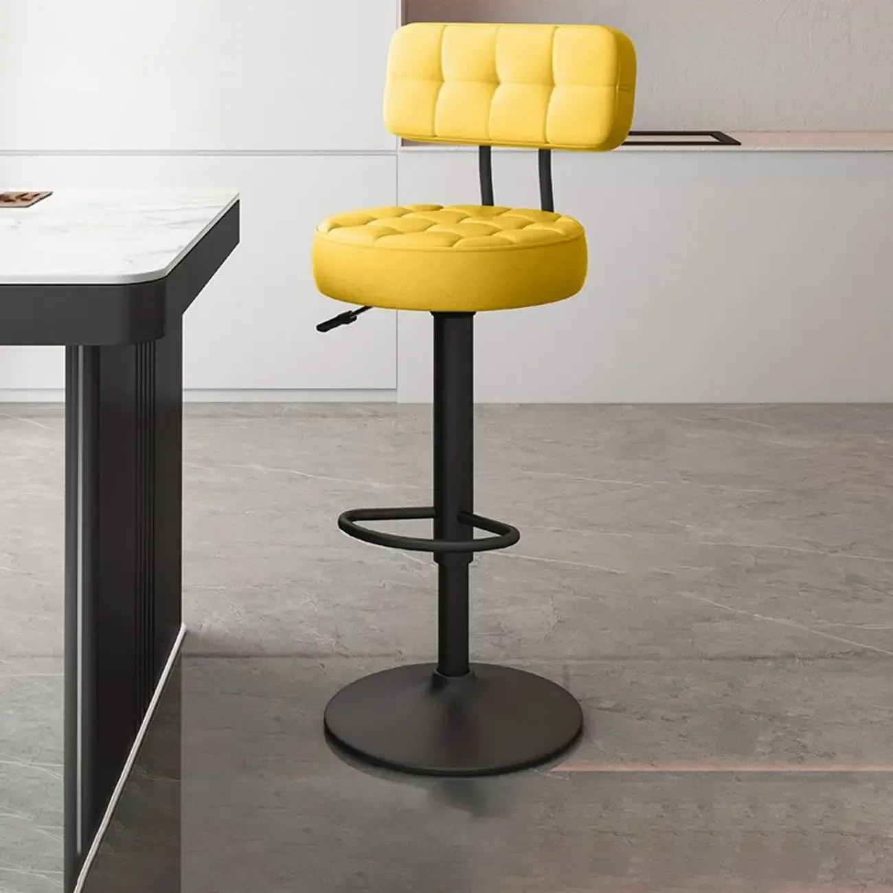 Leather Upholstered Adjustable Swivel Bar Stools
