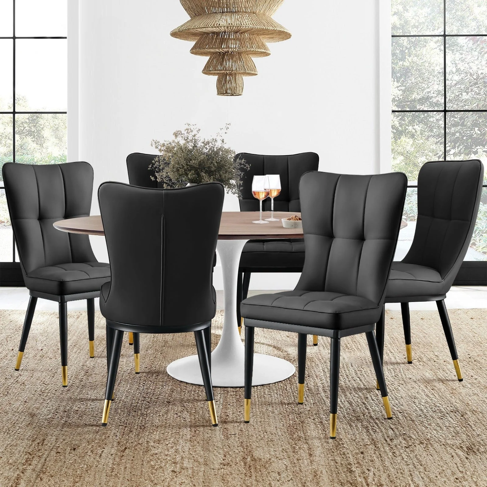 Faux Leather Upholstered Dining Chairs Set of 2/4