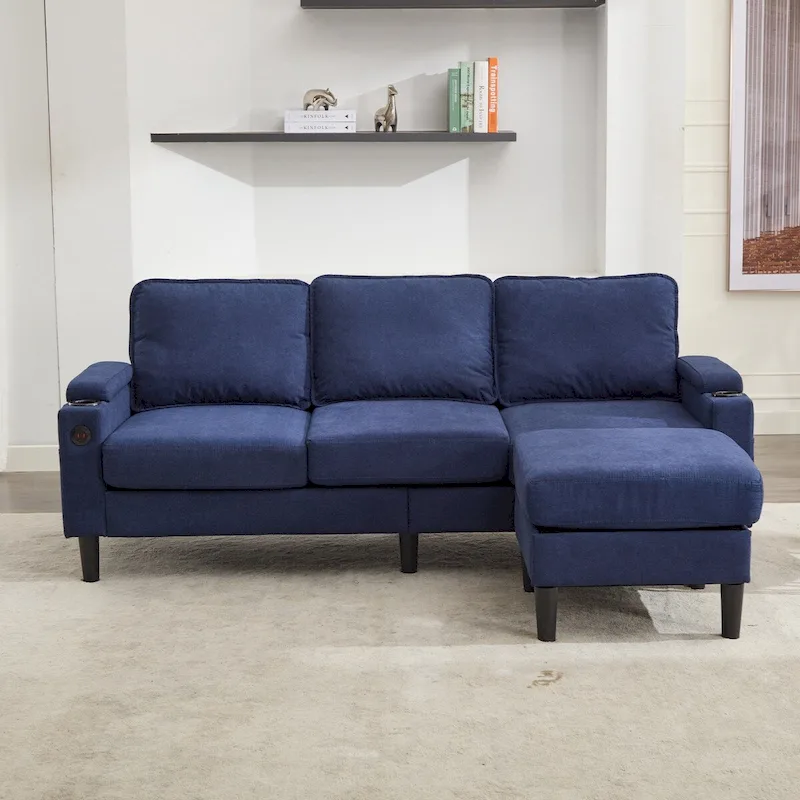 L-Shaped Sectional 3-seater sofa with storage ottoman