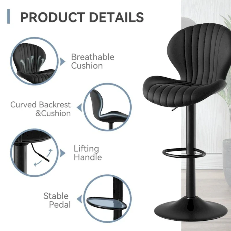 Modern Fabric Bar Stool with Iron Frame - 2 Pack