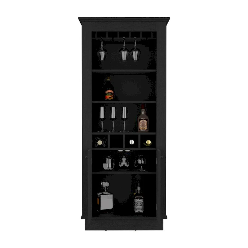 Bar Cabinet, Four built-in wine racks,Living Room, Black