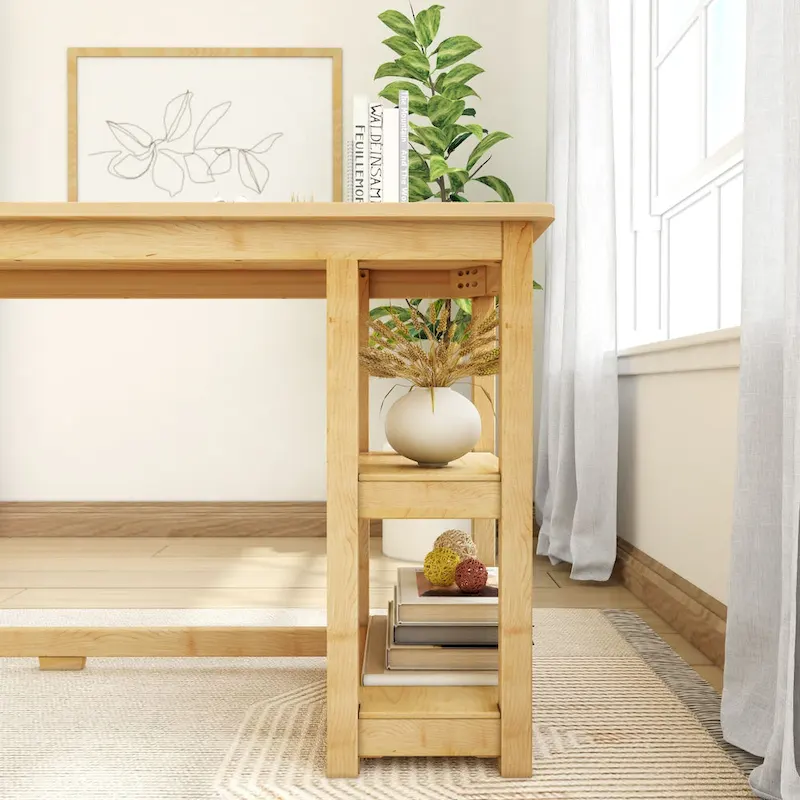 Computer Desk with Bookshelves - Wood Finish