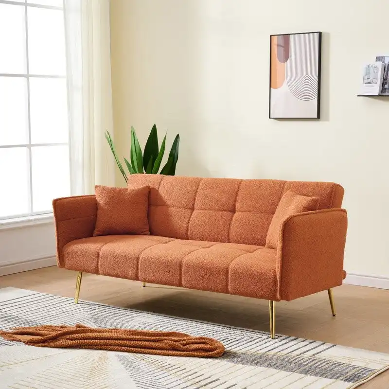 79.92  Teddy Velvet Upholstered Sofa Bed with Adjustable Back and Armrests