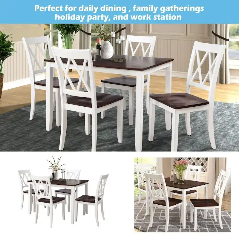 5-Piece Dining Table Set with Chairs, Home Kitchen Table Set