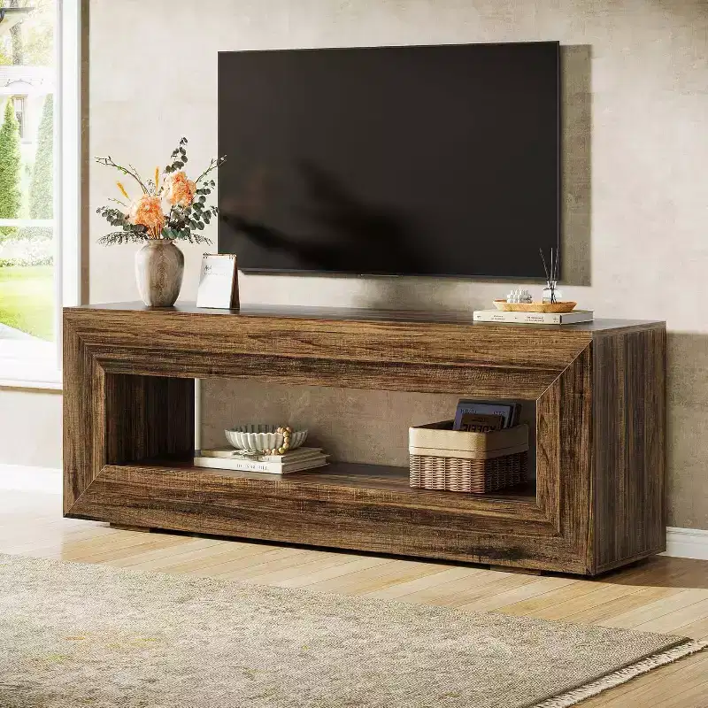 Lantine 63 TV Stand for 55/60/65/75-Inch TV, 2-Tier TV Console, Media Television Console, Entertainment Center for Living Room, Bedroom