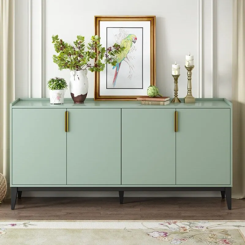 Green / Black / White 4-Door Storage Cabinet Sideboard with Adjustable Shelves