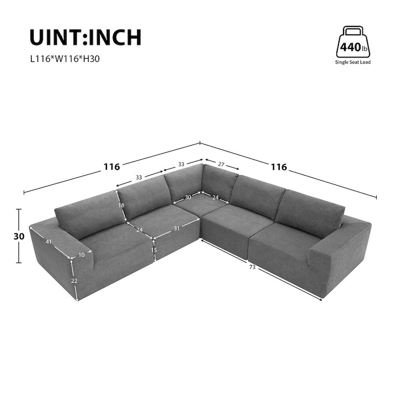Modular L Shaped Sectional Sofa,Floor Couch Set,Upholstered Furniture