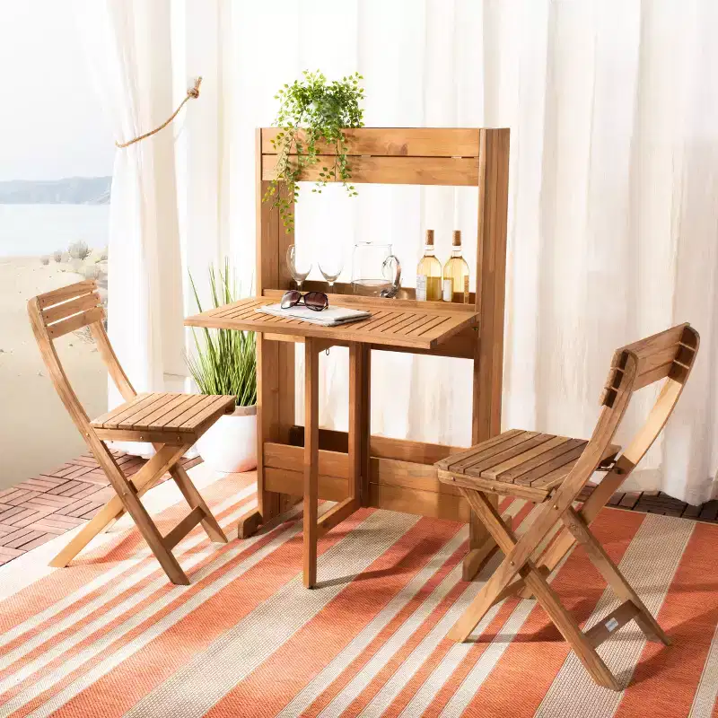 Barley Flower Shelf Bistro Set - Indoor/Outdoor - PAT7047 - Natural - Safavieh