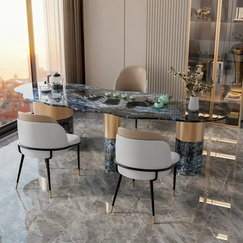 Set of 2 Microfiber Leather Upholstered Dining Chairs with Metal Legs - 20x21x32